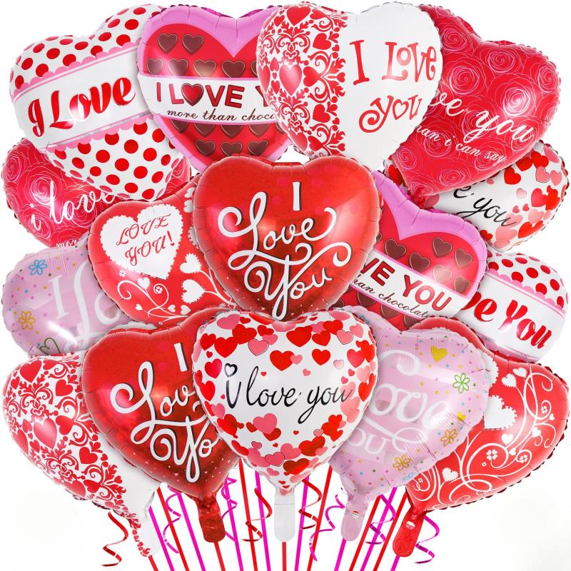 10pcs Random Love Valentine's Day 18-inch Foil Heart-shaped I Love You Balloon Set For Wedding Engagement Party Decoration