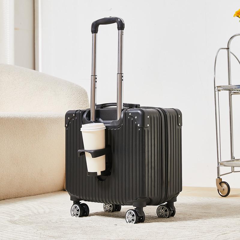 18-Inch Silent Spinner Carry-On Suitcase with Telescopic Handle and Password Lock