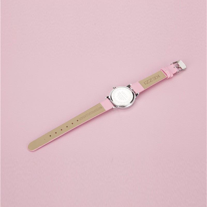 Skórzany pasek do zegarka dla dzieci Świeży piękny styl rhinestone Wyświetlacz studencki Analogowy