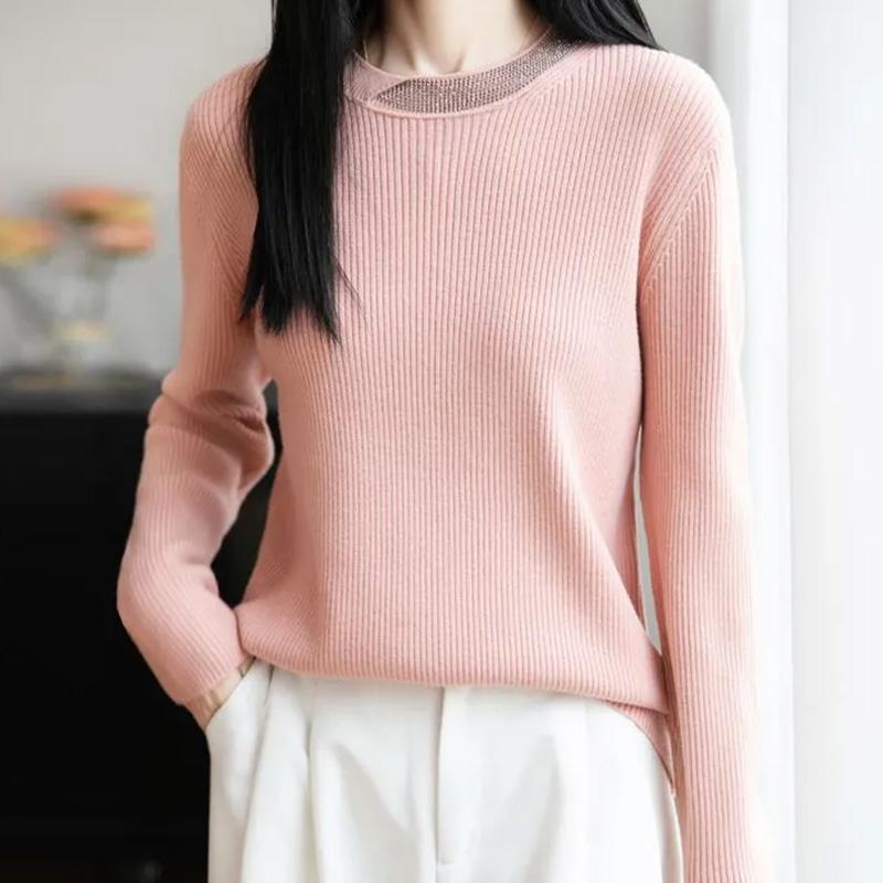 Sweater for Women Autumn Winter Thickened Pullover Warm Stretchy Long Sleeve Kinnted Round-veck Jumper Tops