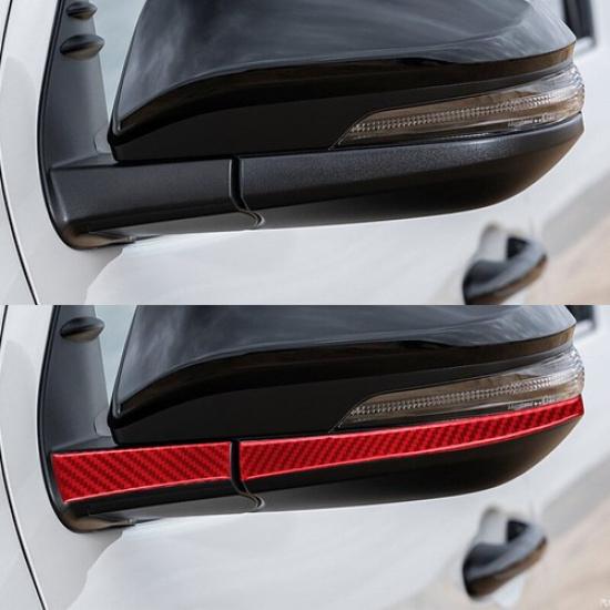 Red Carbon Fiber Car Side Rearview Mirror Cover Sticker For Toyota Hilux 15-21