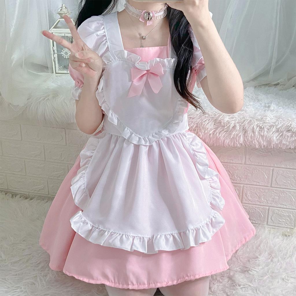 Blue and white maid outfit Alice, soft girl, maid dress, women's dress, dress