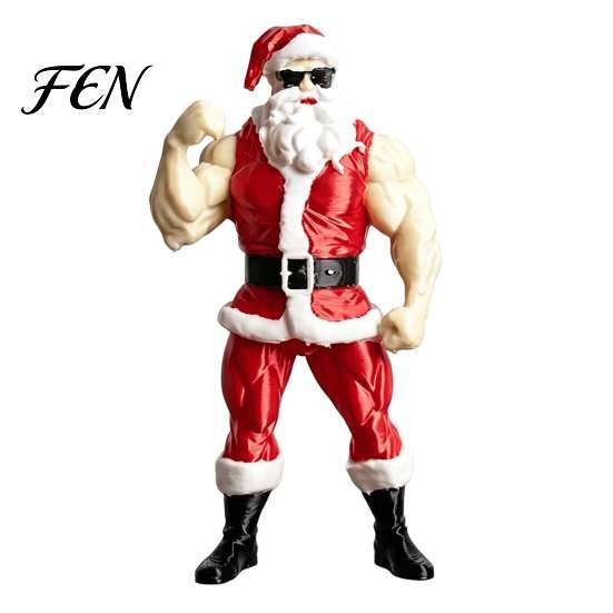 Santa Claus Muscle Figures Strong Muscles Ornament, Lines And Beard Decor, 3D Printed Funny Office Desk Holiday Decor Christmas Decoration,