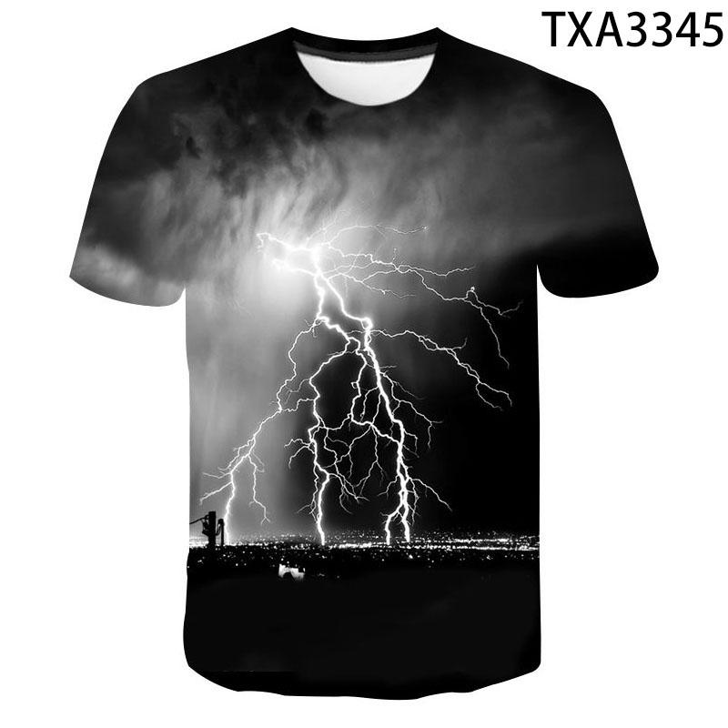 Fashion Summer Thunderbolt T Shirt Men Women Children Lightning Flash 3D Print T-shirt Boy Girl Kids Short Slevee Tops Cool Tee
