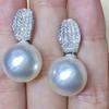 Simple Stylish Simulated Pearl Earrings with Cubic Zirconia Fashionable Women Silver Color Luxury Trendy Jewelry
