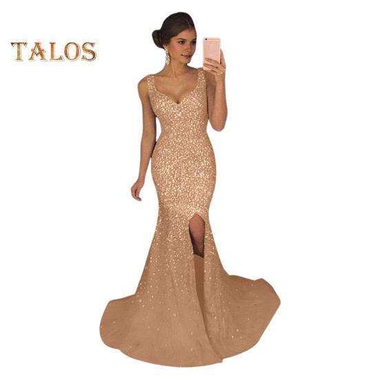 

Женское вечернее платье с глубоким V-образным вырезом, разрезом по низу, блестками, узким подолом, застежкой-молнией сзади, без рукавов, выпускное коктейльное платье длиной до пола, бальное платье S золотистый