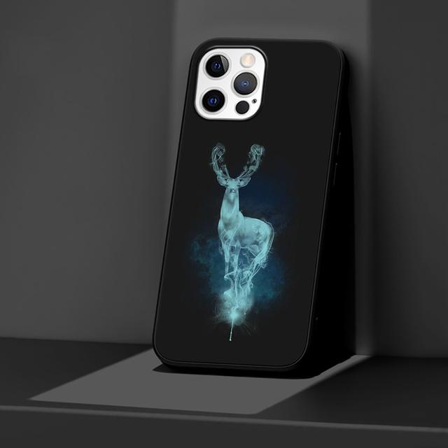 Black Case For Iphone 14 11 13 Pro Max 12 Mini Xr 7 8 Plus Se 2020 Xs 6 6s +Coque Soft Mobile Phone Bag Cover Deer Art Poster