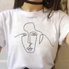 Minimalist Art Line Face European and American Pure Cotton Printed Unisexs and Womens Fashion Tshirt New Personalized Tshirt