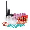 Set de accesorii pentru sudură TIG, 55 de bucăți, conector cu cupă de sticlă, clemă electrod, capac frontal PTFE pentru WP 17 18