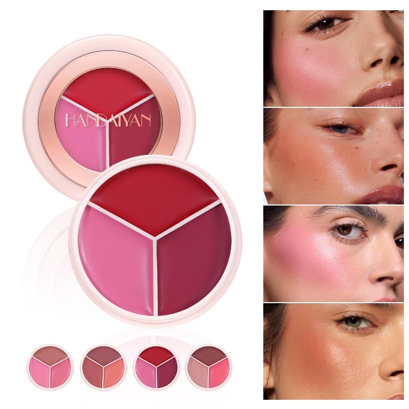 Dreifarbiger Rouge Natürliche Farbwiedergabe Zart Nicht staubend Mattes Rouge Haltendes Make-up Klare Vitalität Mädchen Rouge