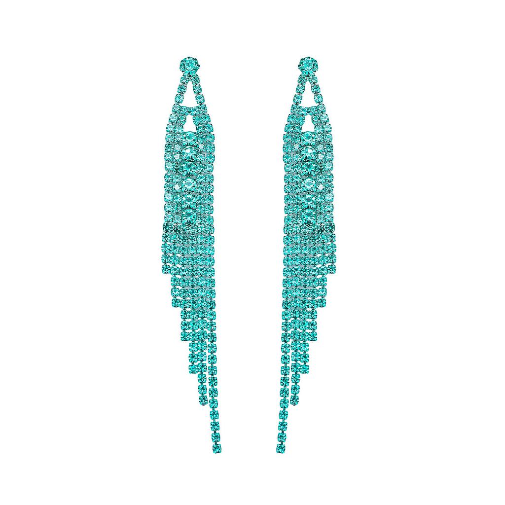 Classic Blue Long Fringed Earrings