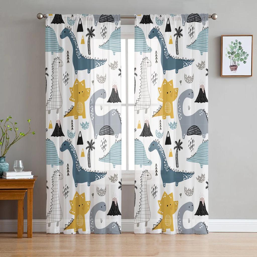 Cartoon Hot Air Balloon Tulle Sheer Curtains for Living Room Decoration Window Curtain for Bedroom Kitchen Voile Organza Drapes