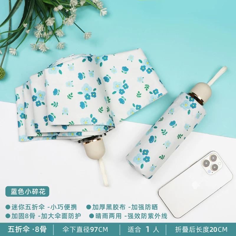 Umbrella for Girls, Cute Foldable Black Coating Sunshade, Sun Protection, Uv Protection, Manual and Automatic, Dual-Use for Sun and Rain