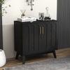 Mid-century Modern Style Sideboard with Fluted Fronts, Adjustable Shelves and Solid Wood Legs; Storage Furniture for Living Room, Entryway and Hallway