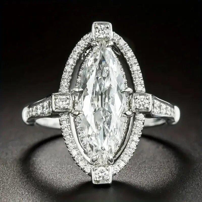 CopperOval Zircon Sparkling Crystal Engagement Ring for Women High Quality Wedding Eternal Jewelry