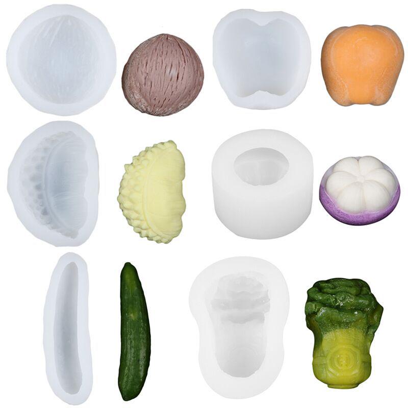 Silicone Mold for Apple, Coconut, Cucumber, and Durian Shaped Chocolate Fondant Decorations