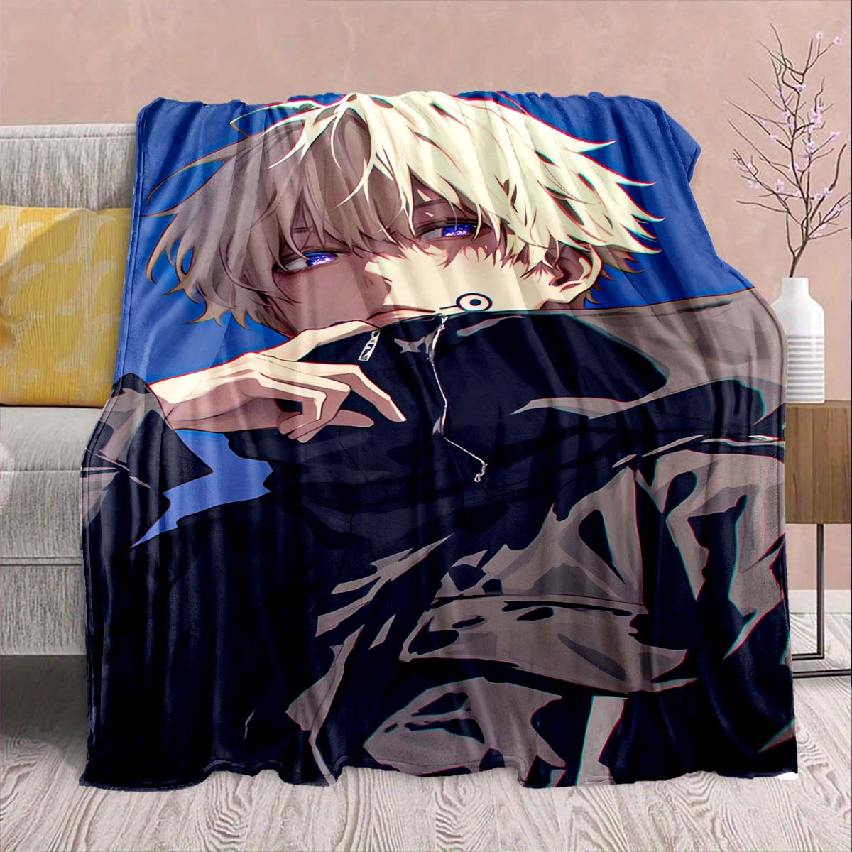 

Jujutsu Kaisen Flannel Bedroom Blanket Warm Soft Cozy Throw Lightweight Bed Home Decor -QJY 75x90cm