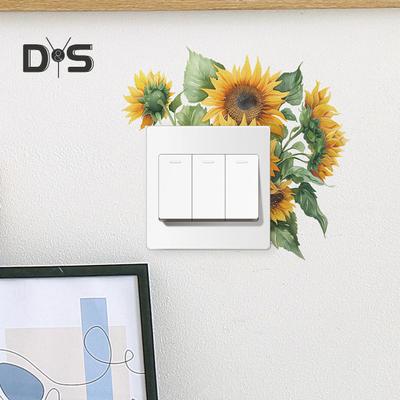 Adesivo per interruttore a forma di girasole, rimovibile, autoadesivo, impermeabile, in PVC, per soggiorno, bagno, interruttore della luce, presa a muro, decorazione decalcomania