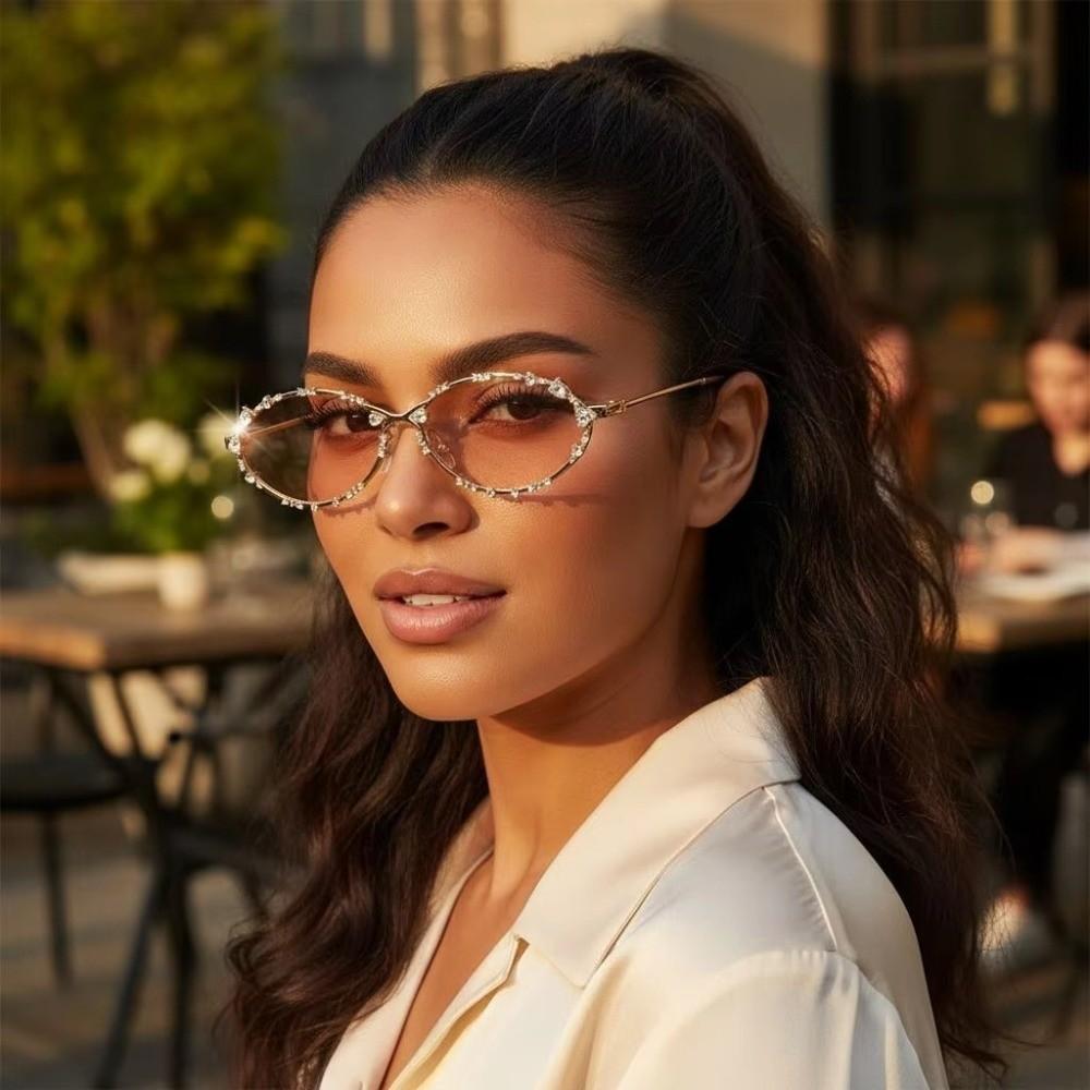 Punk Oval Sunglasses Retro Men Sun Glasses Trendy Diamond Women Sunglasses  Gift