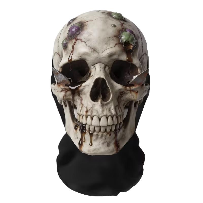 1Pcs Horror Skull Zombie Full Face Mask Breathable Mesh Headgear Cosplay Prop For Halloween Party Prank Carnival Costume