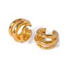 Fashion Ins Style Classic Simple Easiest for Match Titanium Steel Gold-Plated Three-Layer Ear Clip Fancy Earrings Ear Clip Without Pierced Ears