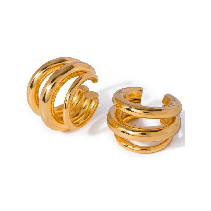 Fashion Ins Style Classic Simple Easiest for Match Titanium Steel Gold-Plated Three-Layer Ear Clip Fancy Earrings Ear Clip Without Pierced Ears