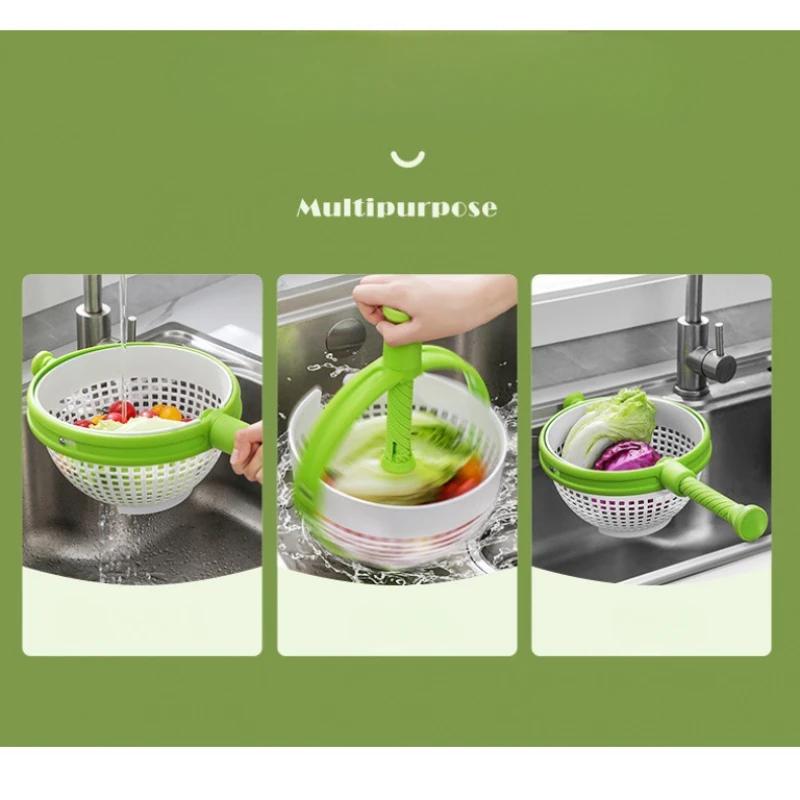 Vegetable Fruit Cleaning Rotating Drainage Basket Dehydration Water Throwing Creative Household Kitchen Portable Drain Baskets