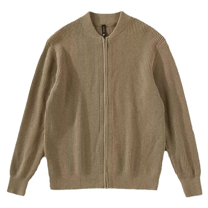 Men's Spring & Autumn Double Zipper Cardigan: Trendy Solid Color Knitwear Sweater