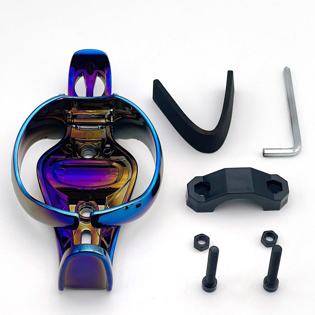 LEXOR Drink Holder Handlebar Clamp Mount Titanium Look Motorcycle/Bicycle Holder/Bottle