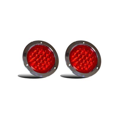 Apsmotiv 4" Ronde Rode LED Achterlicht – Rem-, Richtingaanwijzer- & Stoplicht met Rode Flensmontage, Waterdicht 12V DC Trailerlicht voor Camper, Vrachtwagens