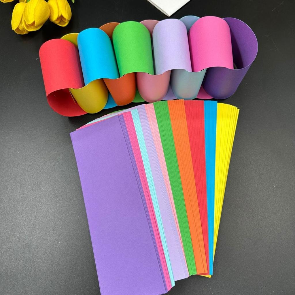 100pcs Creative DIY Assembles Paper Chains Colored Paper Strings Paper Streamers Party Backdrop Decoration