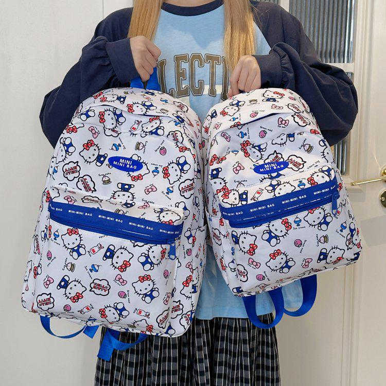 Hello Kitty Double Shoulder Backpack for Students - Cute Cartoon Design for Middle & High School Travel & Campus Outings.
