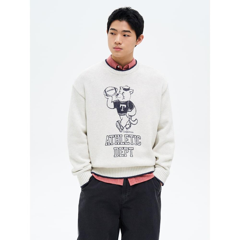 8Seconds Varsity Graphic Print Knit Pullover Ivory Ivory/M