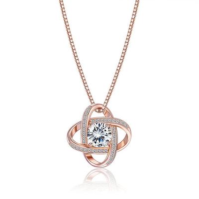 Rockyu Women's Necklace - Popular Brand - Pink Gold, Zirconia, Large Diamond, Windmill, Planet Pendant - Beautiful Sterling Silver 925 Necklace - New