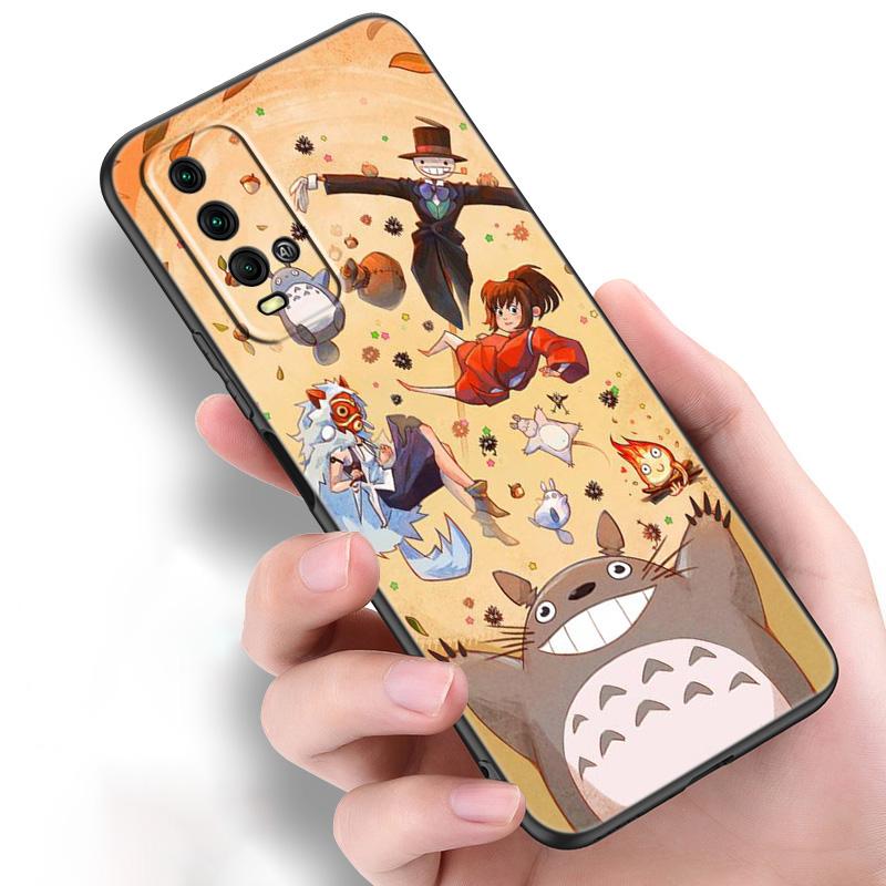 Anime Studio Ghibli Totoro Silicone Phone Case For Xiaomi Redmi Note 11 10 9 8 Pro 11T 10T 10S 9S 8T 9 9A 9C 9T Black Soft Cover