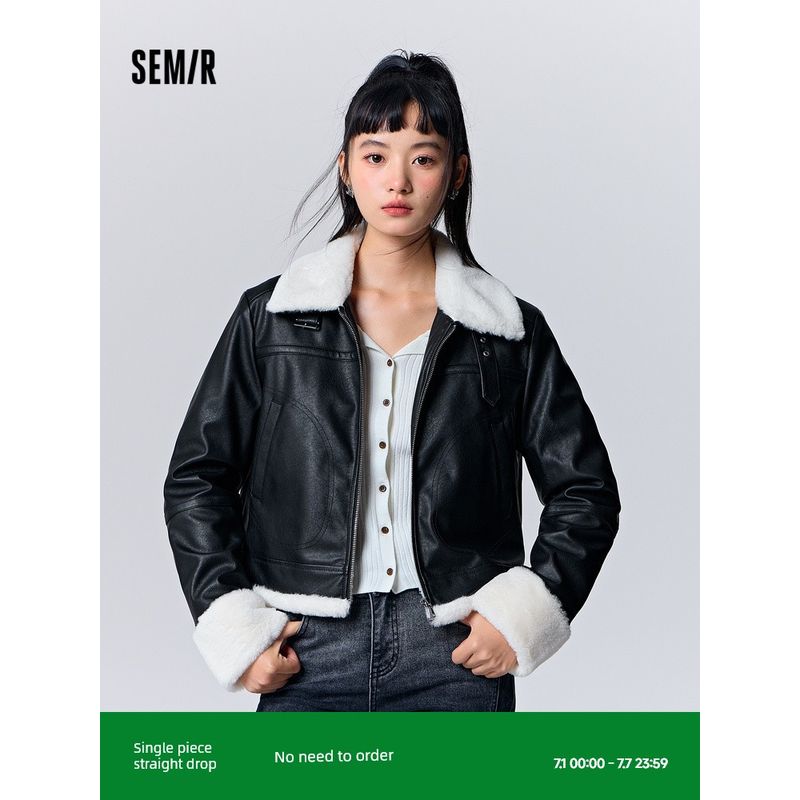 

Верхняя одежда Senma Женская короткая стеганая с лацканами Красивая Уличная жареная 2023 Зима Новое поступление Полиуретановая кожаная куртка Модная Крутая Маленький мужчина Black 00399 150/76A/XS