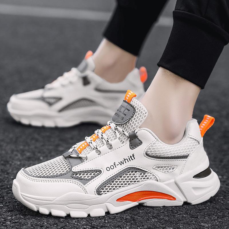 New Men's Casual Sports Shoes Outdoor Non-slip Wear-resistant Breathable Hollow Design Versatile Thick-soled Casual Tennis Shoes