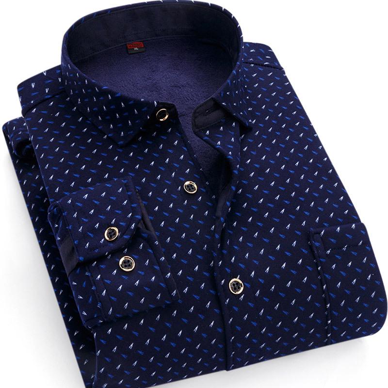 2024 Herren Kariertes Langarm Dickes Warmes Hemd für Herbst und Winter