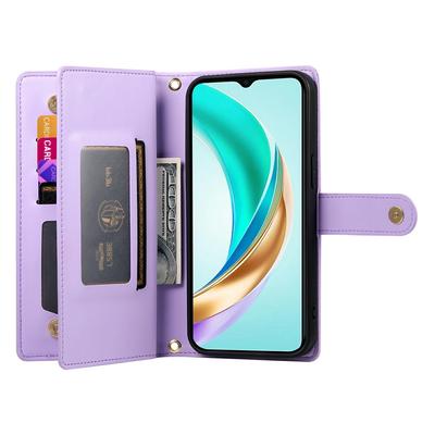 DF-011 For Honor 400 5G (Global) Case Zipper Pocket Wallet Leather Phone Cover with Straps