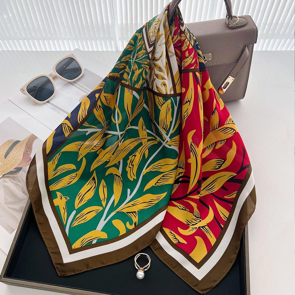 Szalik z imitowanego jedwabiu, Mały kwadratowy szalik w stylu zagranicznym, Szalik damski, Wiosna i lato do klimatyzowanego pomieszczenia biurowego, Wszechstronna chusta