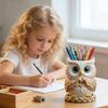 Niedlicher Eulenförmiger Harz-Stifthalter Schreibtisch-Organizer für Stifte Bürobedarf Entzückende Schreibtischdekoration Geschenk für Lehrer Schüler