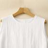 Women's Cotton Linen Sleeveless Dress Casual Round Neck Loose Fit Solid Color Midi Tank Dress for Summer
