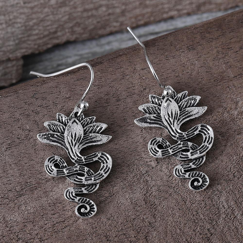 Bohemian Style Retro Lotus Snake-shaped Temperament Entwined Earrings