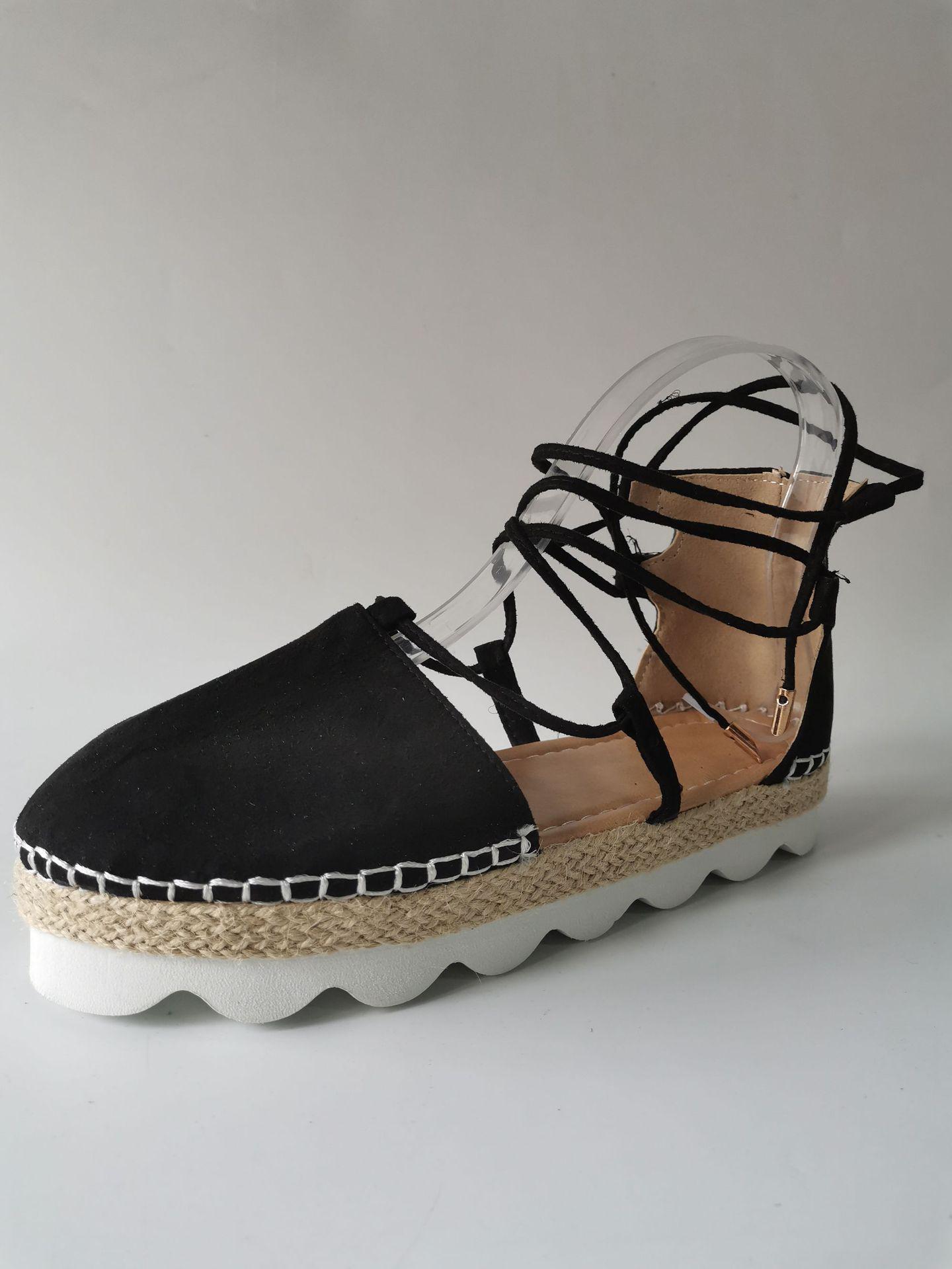 2021 Spring/Summer Plus Size Solid Color Frosted Strappy Women s Closed-Toe Sandals 38