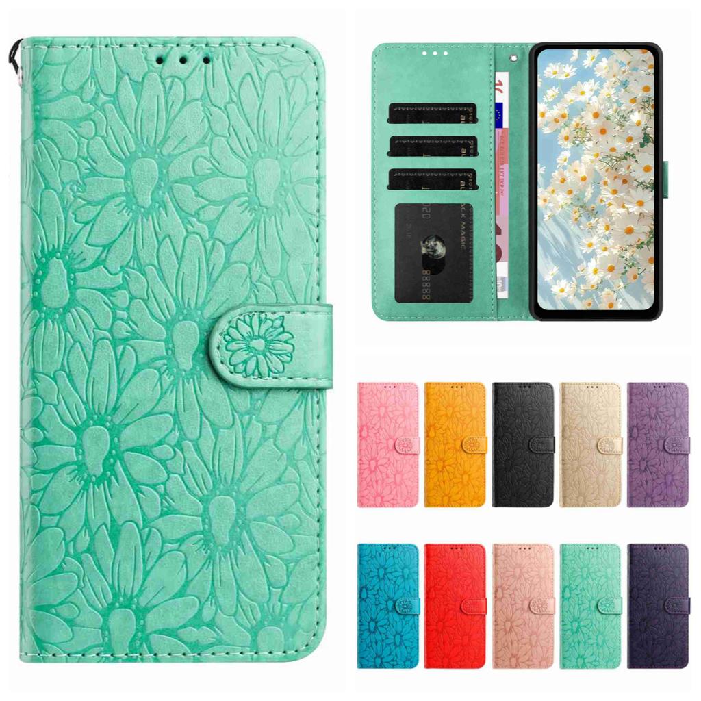 10barevné pouzdro na flip kartu s embosovanou sedmikráskou pro Motorola Moto E13 E20 G05 G54 Edge 40...
