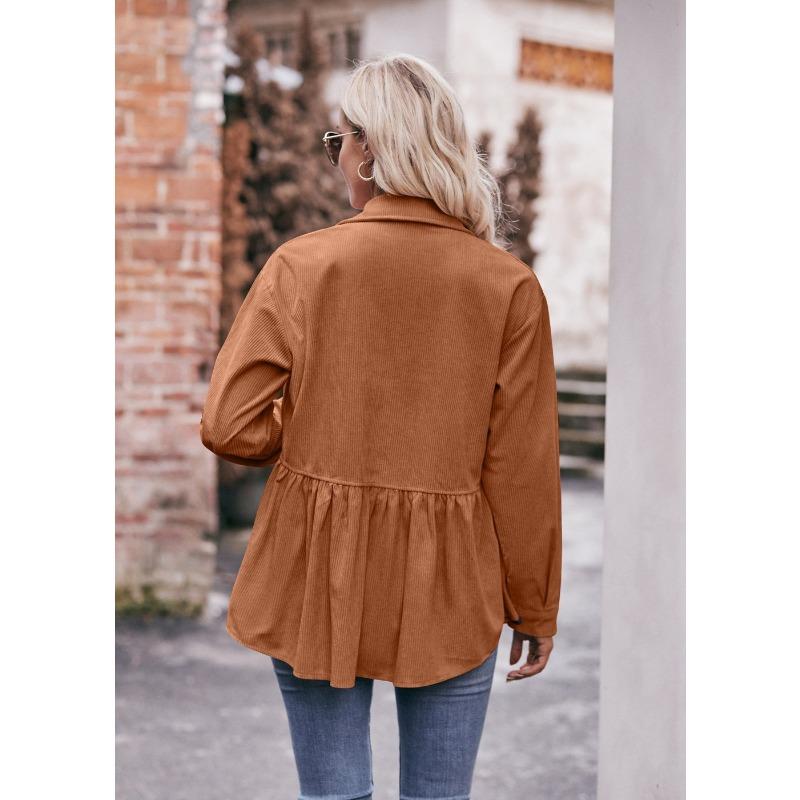 YYFS Moda damă ocazional primăvară toamnă imprimeu culoare uni mâneci lungi cu gât POLO Bluze și cămăși