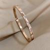 Fashion Rhinestone Stainless Steel Bracelet Simple Crystal Gold Color Cuff Bangles Waterproof Jewelry for Women Charm Gift