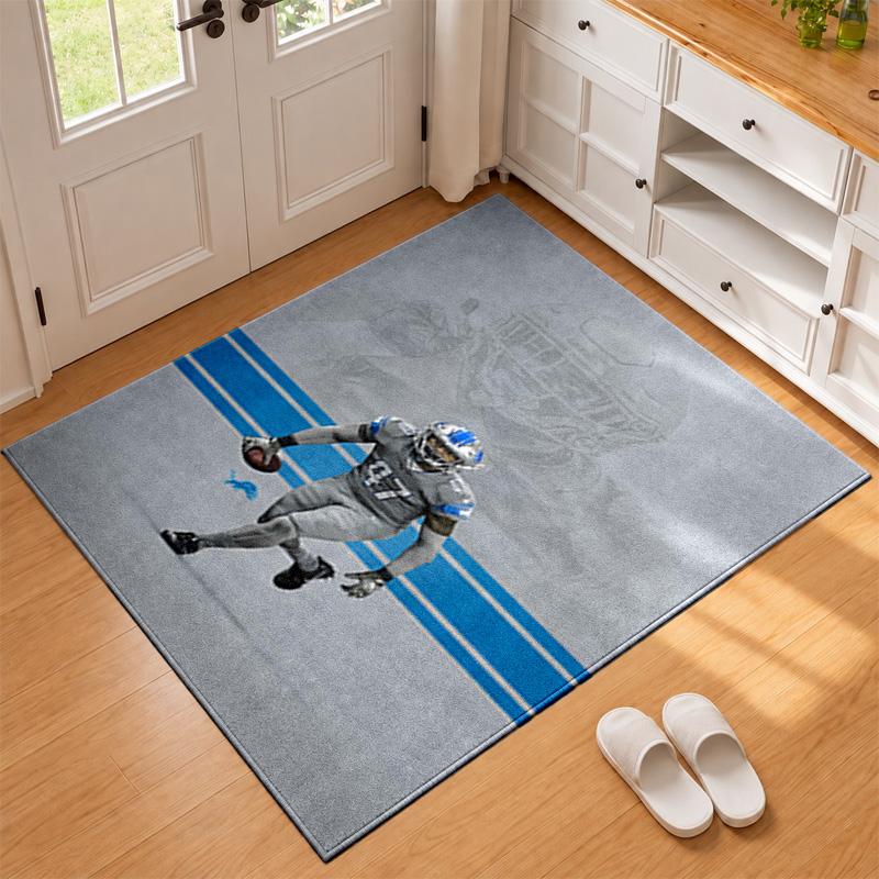 Detroit Lions Carpet Door Mat for Living Room or Bedroom Protective Mat Under Chair Office Decoration Christmas Gift Birthday Present