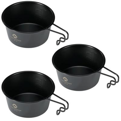 CAMPING MOON Camping Cup Stainless Steel Sierra Cup Black Deep Black Sierra 360ml 3 Piece Set BKS-360-3P