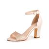 European Style Sequin Chunky Heel Peep-toe Sandals with Strap - Elegant Banquet Dress Shoes